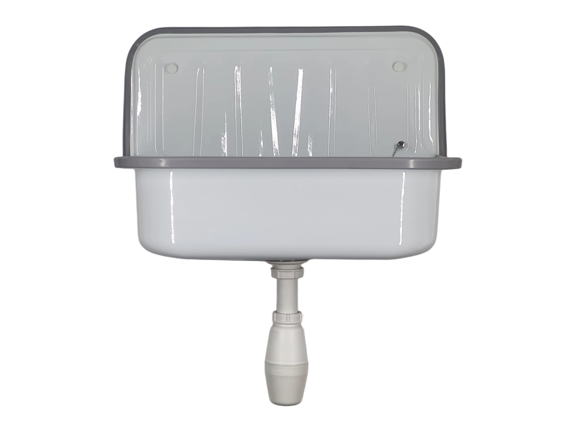 Technim Uitstortgootsteen + Stop en Ketting 500x330x370 + Sifon Wit - 08-0039