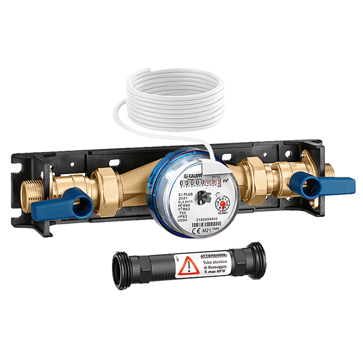 Caleffi Warm Water Meter 3/4" + Afsluitkranen Met Impulsuitgang