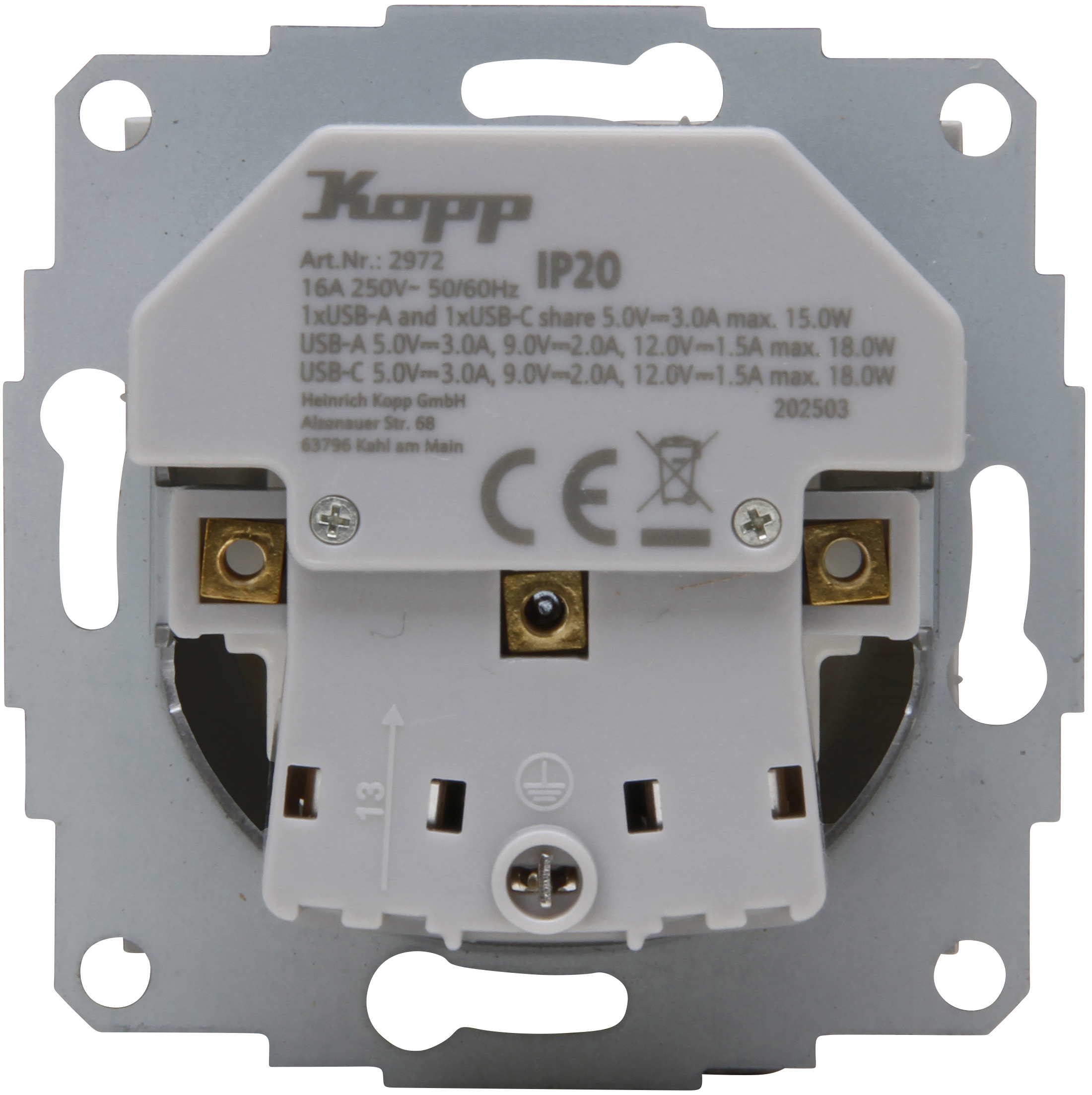 Kopp Hk07 - Wcd Ra 1V + Usb A+C Mat Zwart 3400Ma - Afbeelding 2