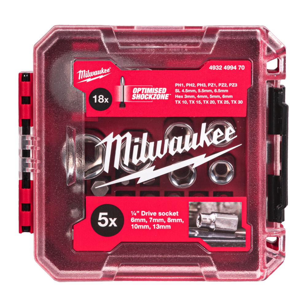 Milwaukee® Ratelset 1/4" Compact In Packout Ready Box (25-Delig)