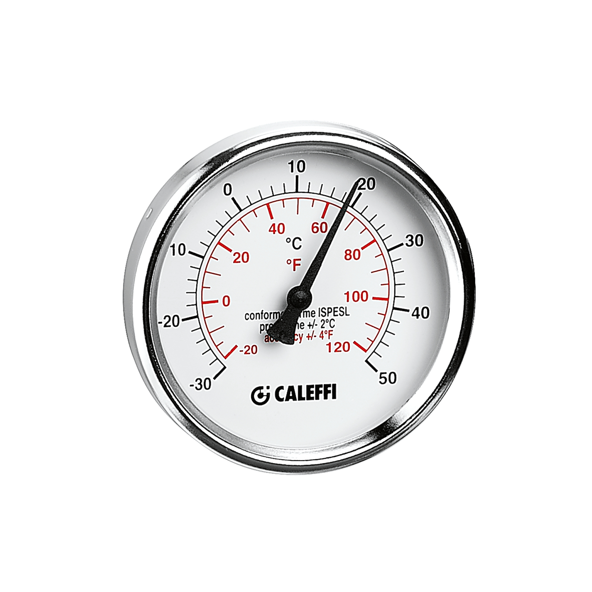 Caleffi Thermometer Voor Koeling -30÷50°C Ø80 Achteraansluiting 100 Mm