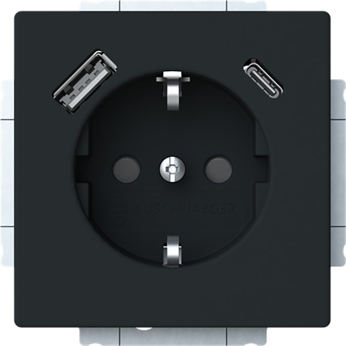 Abb Busch-Jaeger Wcd Ra 1-Voudig + Usb-A &amp; C Mat Zwart