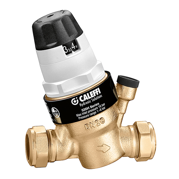 Caleffi Reduceerventiel 22Mm Knel Hoge Temperatuur Met Manometer Aansl. Kiwa
