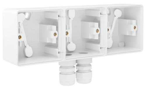Niko Hydro Opbouwdoos 3V Hori. + 2 M20 Ingangen + Wartel