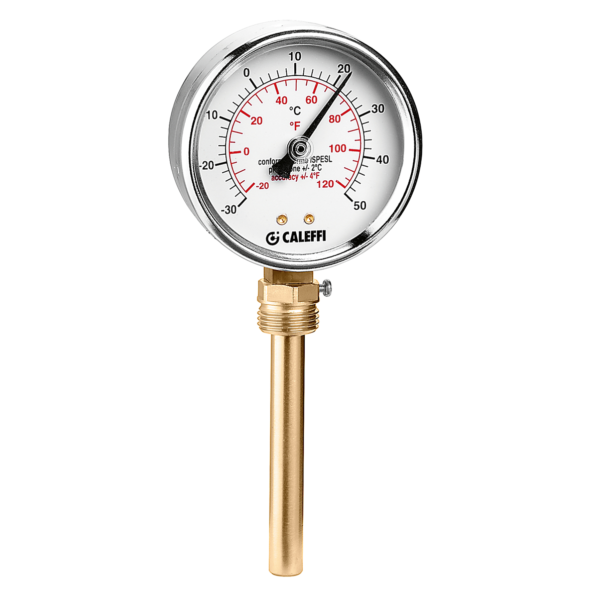 Caleffi Thermometer Voor Koeling -30÷50°C Ø80 Onderaansluiting
