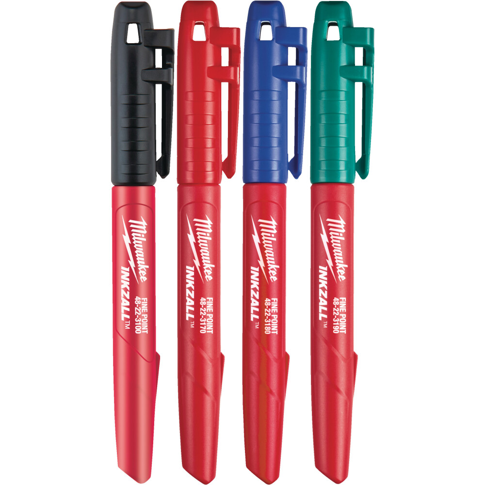 Milwaukee® Markeerstift Fijne Punt 4 Kleuren: Zwart, Rood, Blauw En Groen