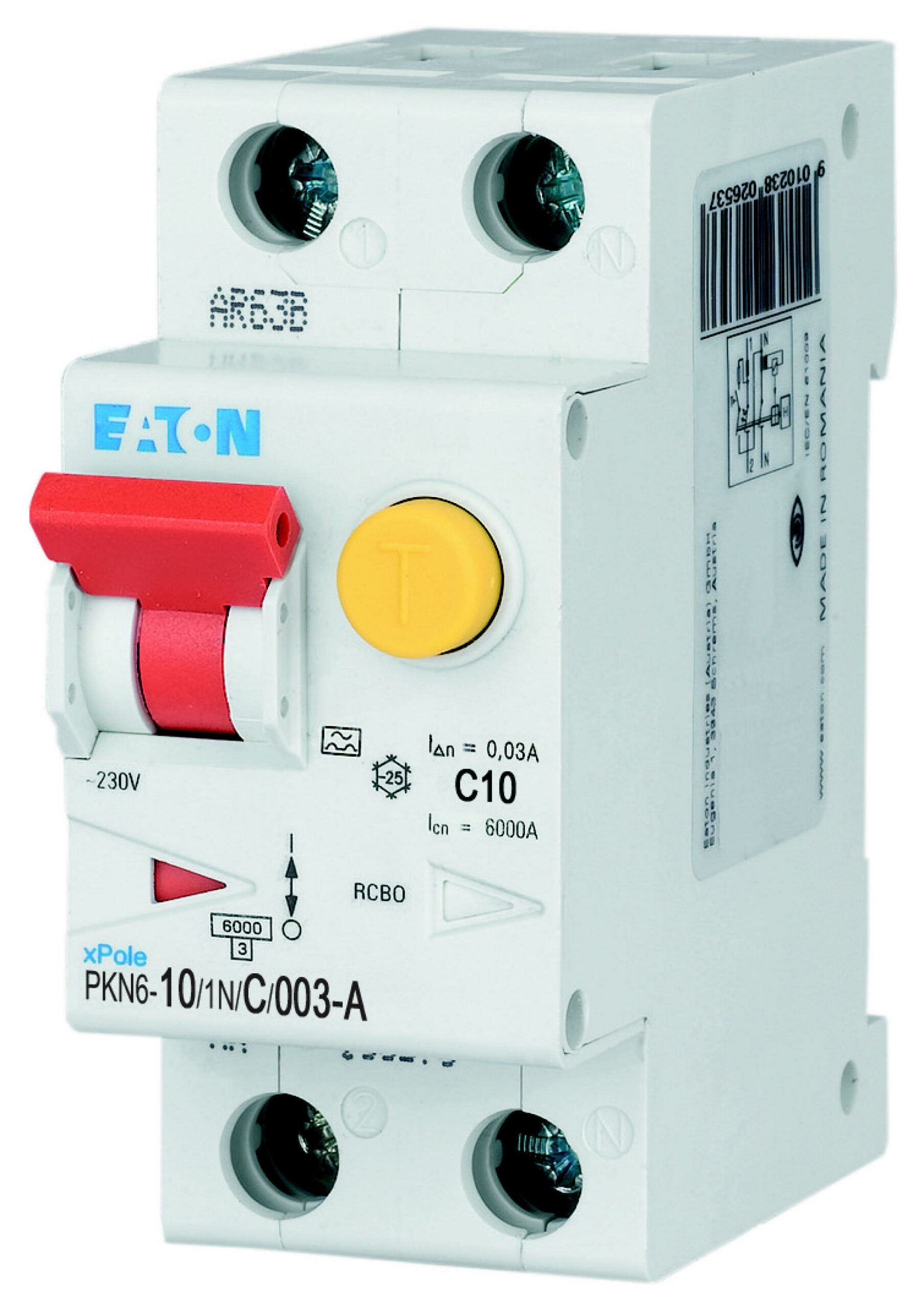 Eaton Aardlekautomaat C10A 1P+N 30Ma 6Ka