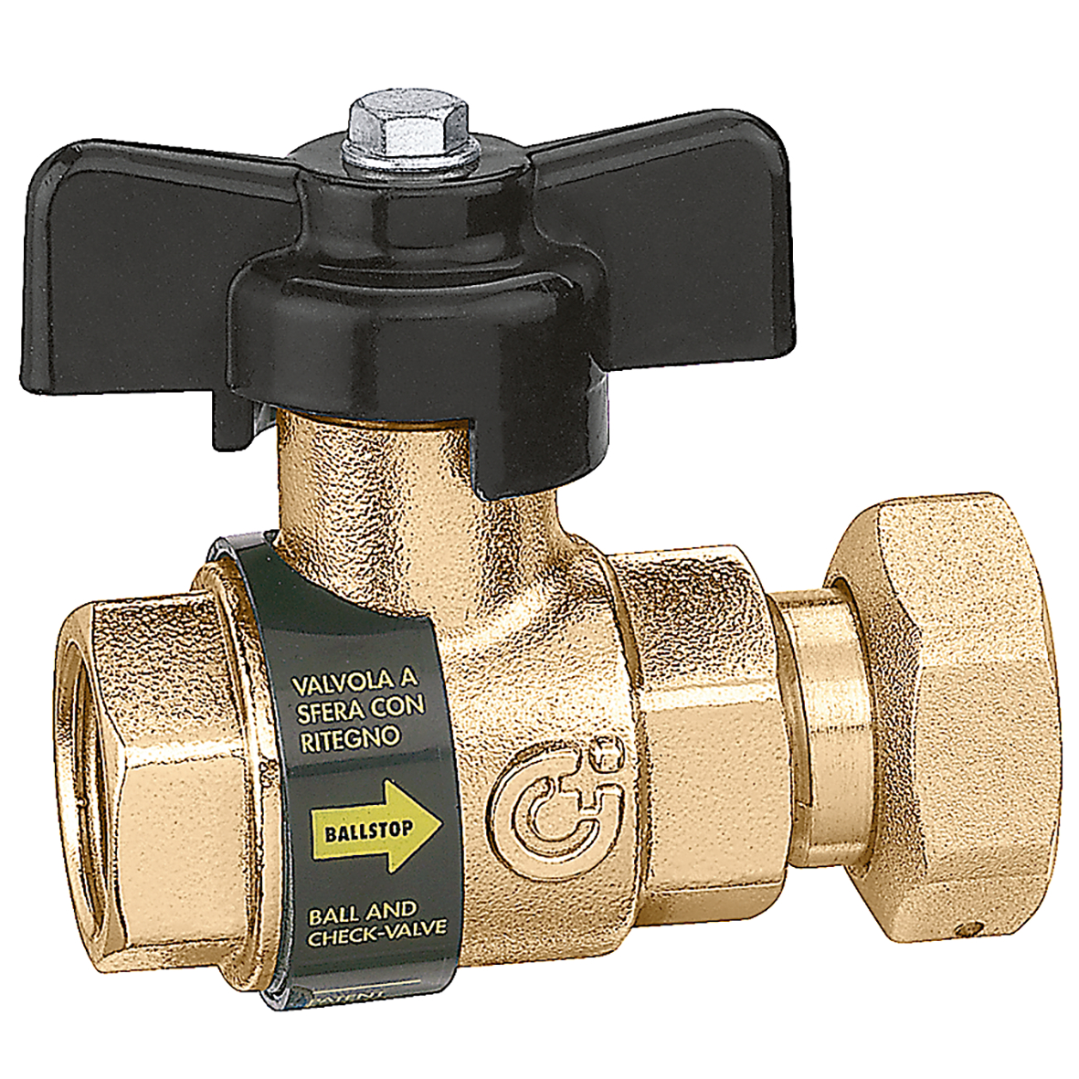Caleffi Kogelafsluiter Met Keerklep Binnendraad-Wartel 1/2" X 3/4"