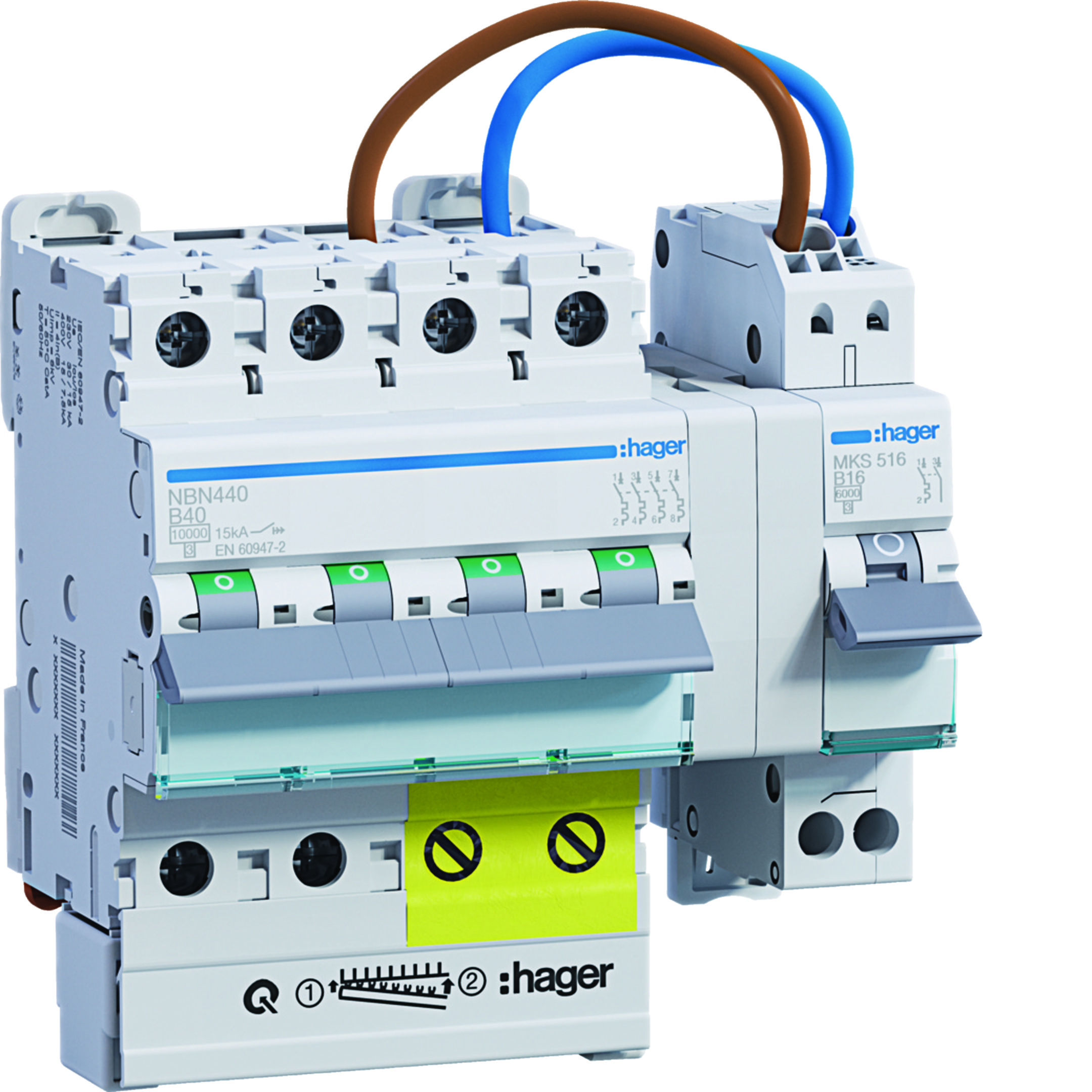 Hager Pv Vervangset Installatieautomaat 4P B40A + B16A 1P+N - Afbeelding 2
