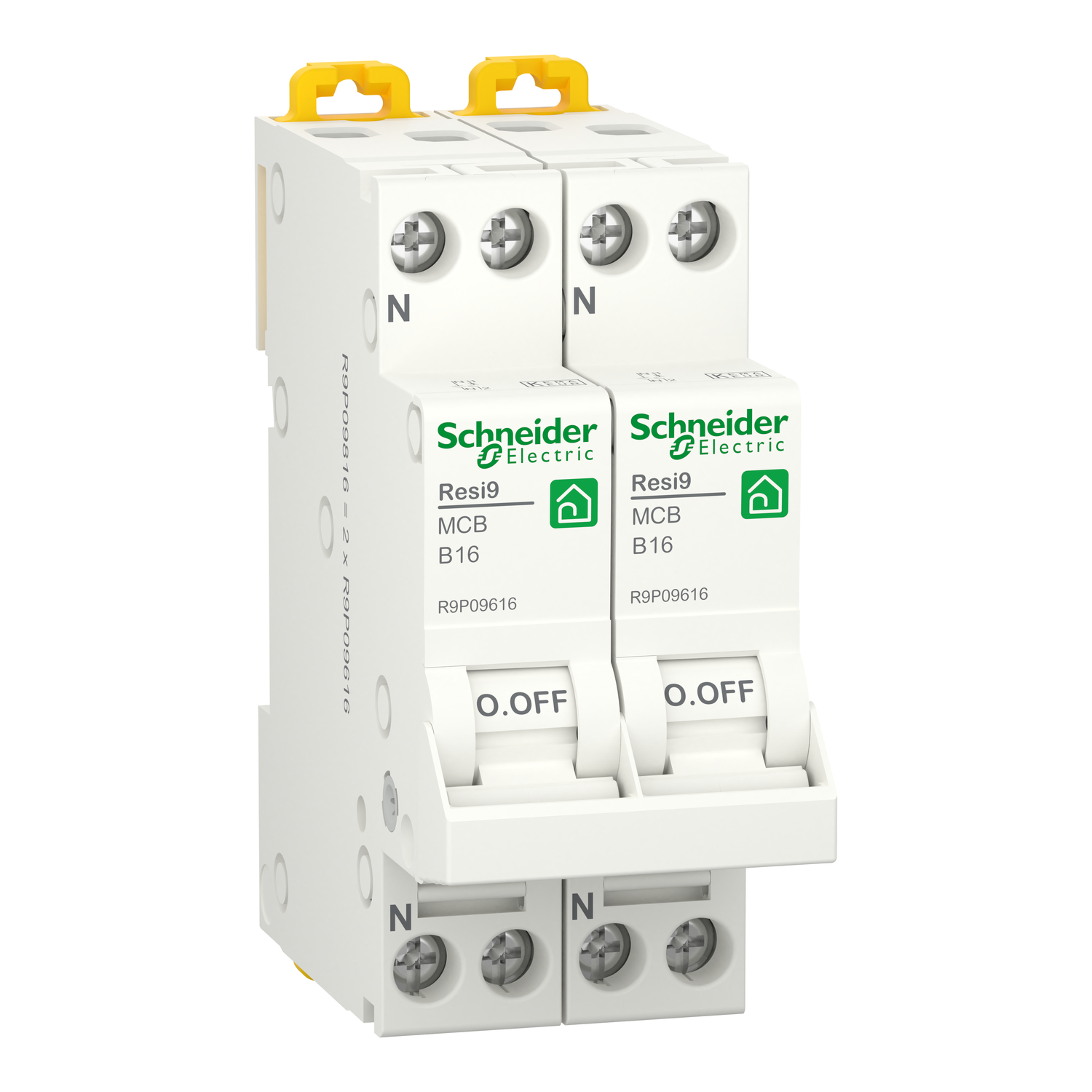 Schneider Electric Fornuisgroep 2X B16A 2X 1P+N 6Ka - Resi9 - Afbeelding 3