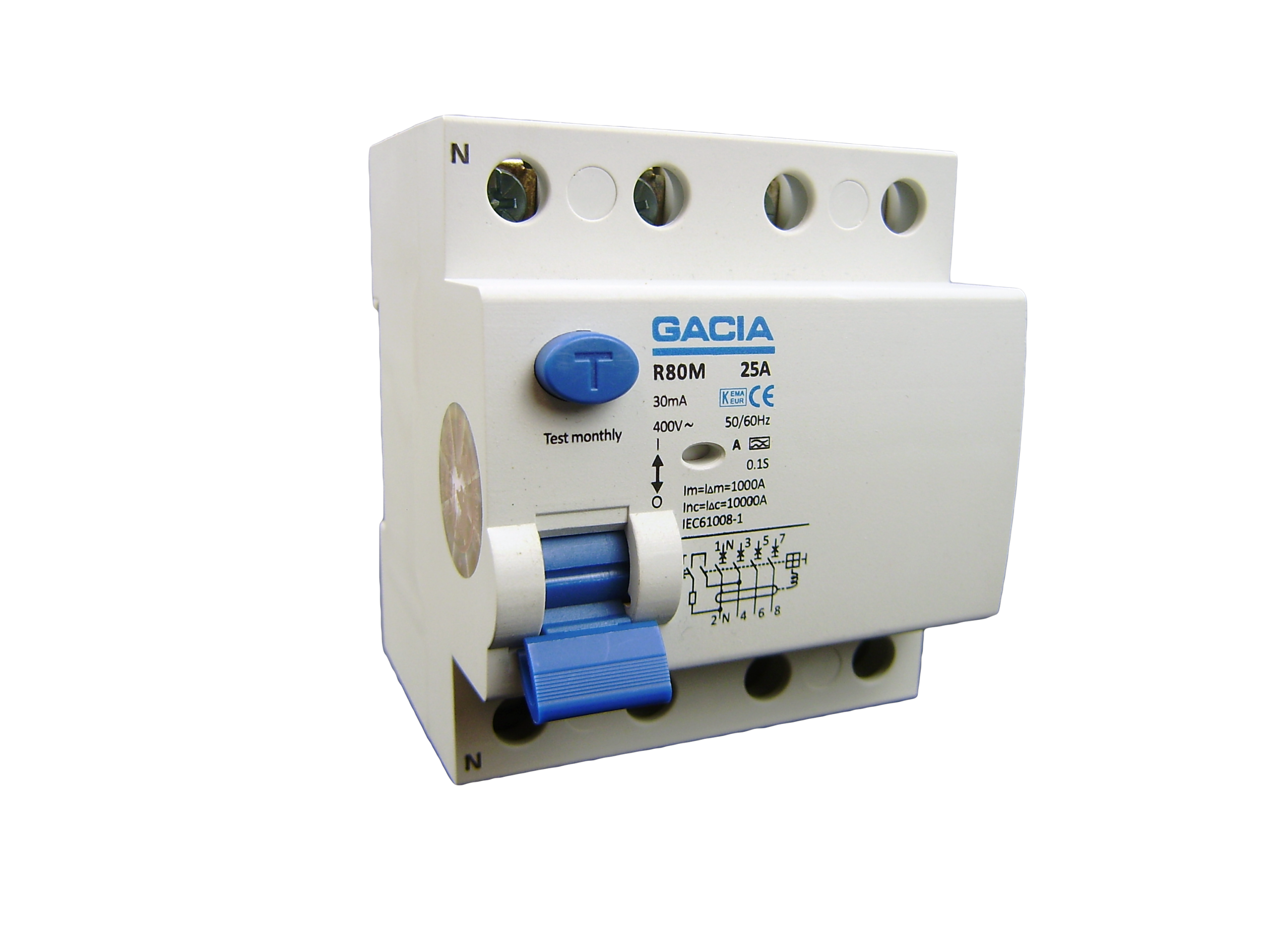 Gacia Europe Aardlekschakelaar 40A 4P 4 Mod 30Ma