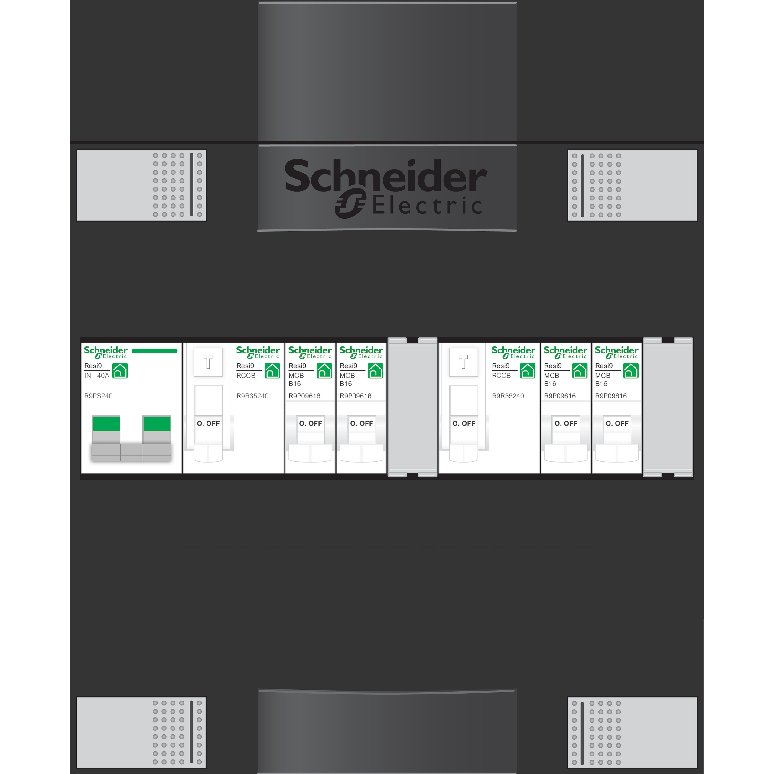 Schneider Electric Groepenkast 4Gr 1F 1Rij 2Als