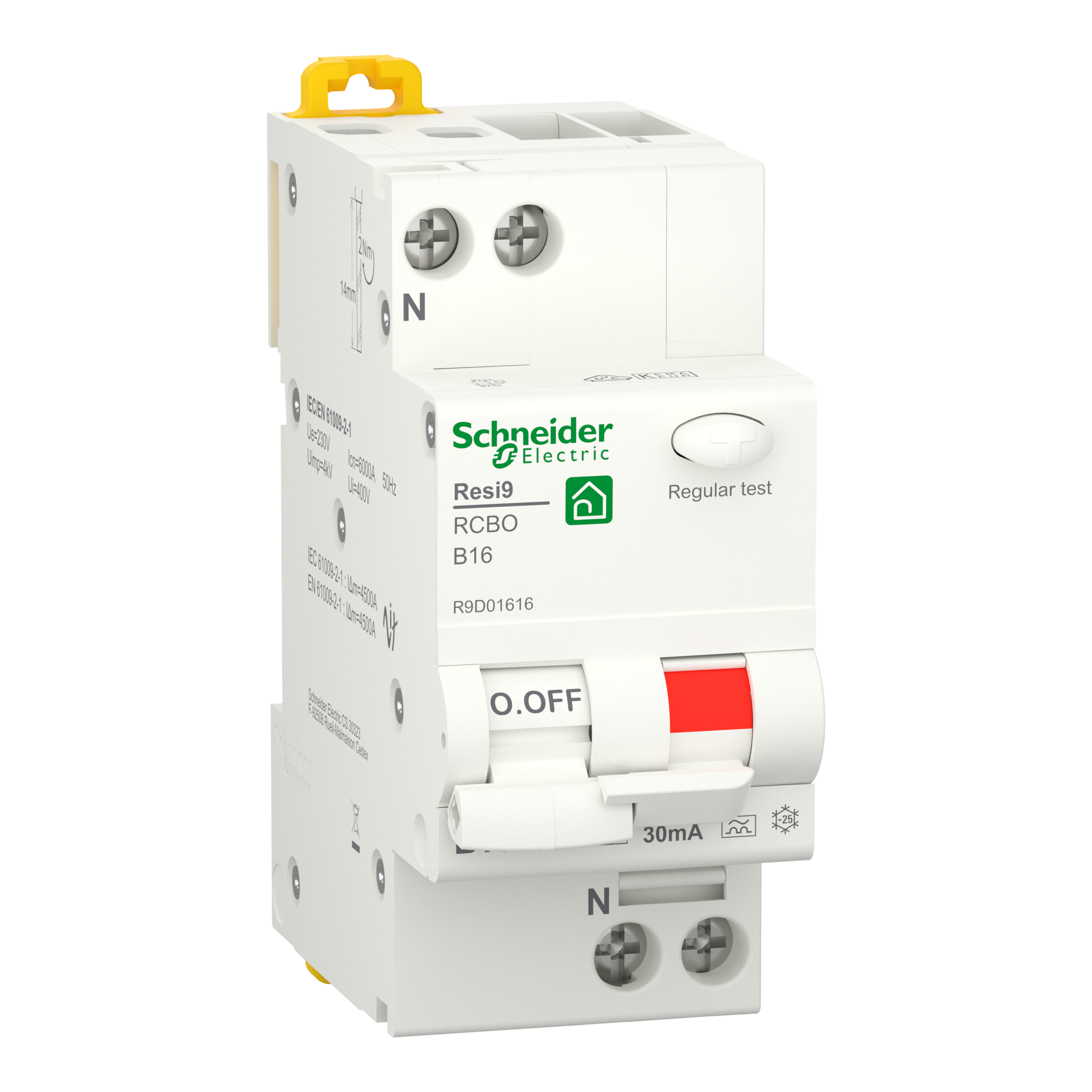 Schneider Electric Aardlekautomaat B16A 1P+N 6Ka 30Ma - Resi9