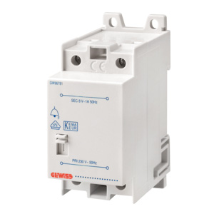Gewiss Beltrafo Dinrail 230V 8V Ac 1A=8Va +Aan/Uit Schakelaar