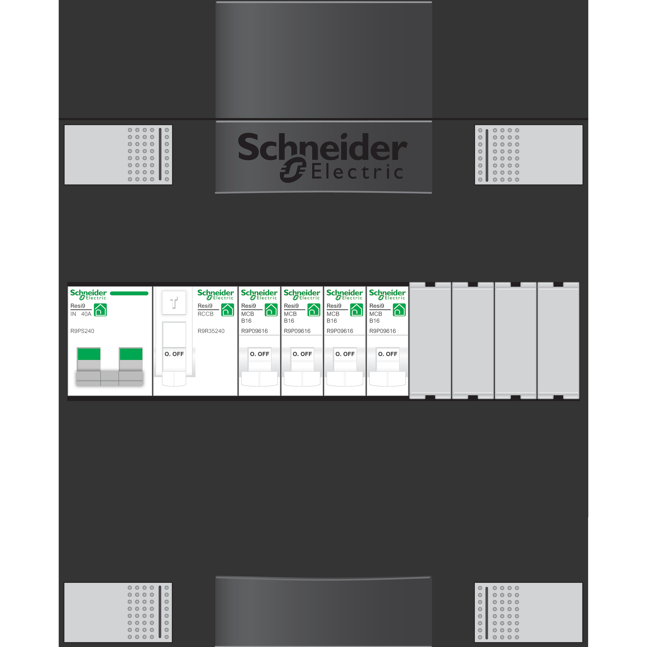 Schneider Electric Groepenkast 4Gr 1F 1Rij 1Als