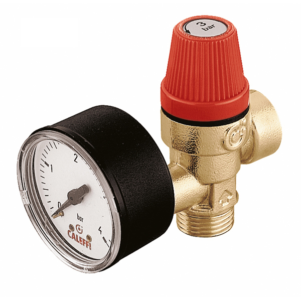 Caleffi Veiligheidsklep 1/2" 6 Bar + Manometer