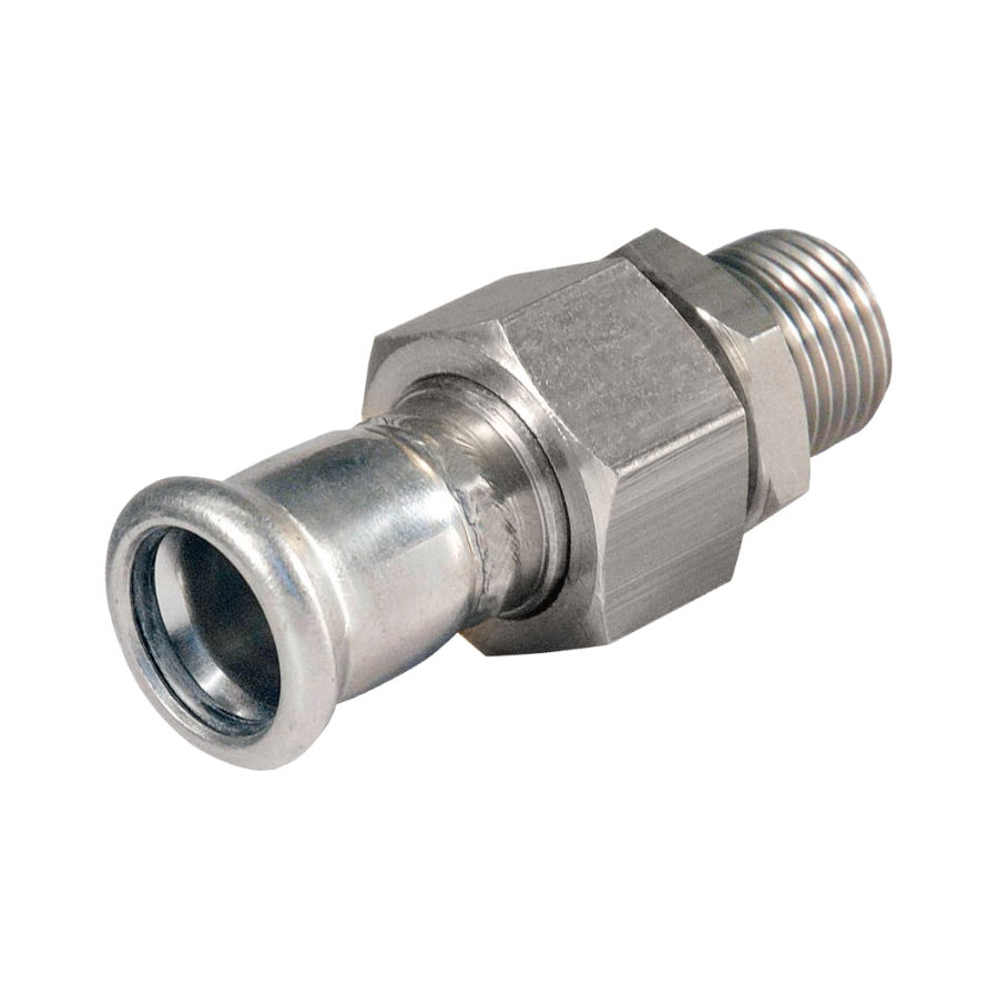 BONFIX M-press RVS-water 3-delige kopp. 1/2" bu.dr. x 22 mm