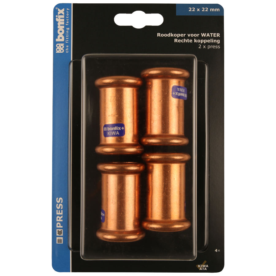 BONFIX Blister M-press RK-water rechte kopp. 22 x 22 mm 4st