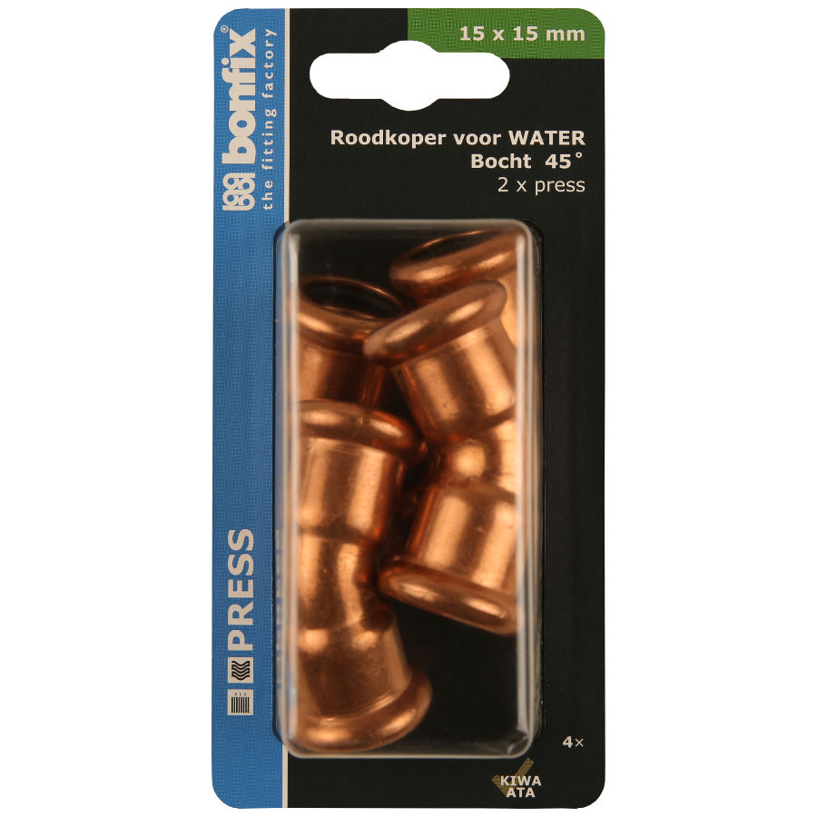 BONFIX Blister M-press RK-water bocht 45° 15 x 15 mm 4st