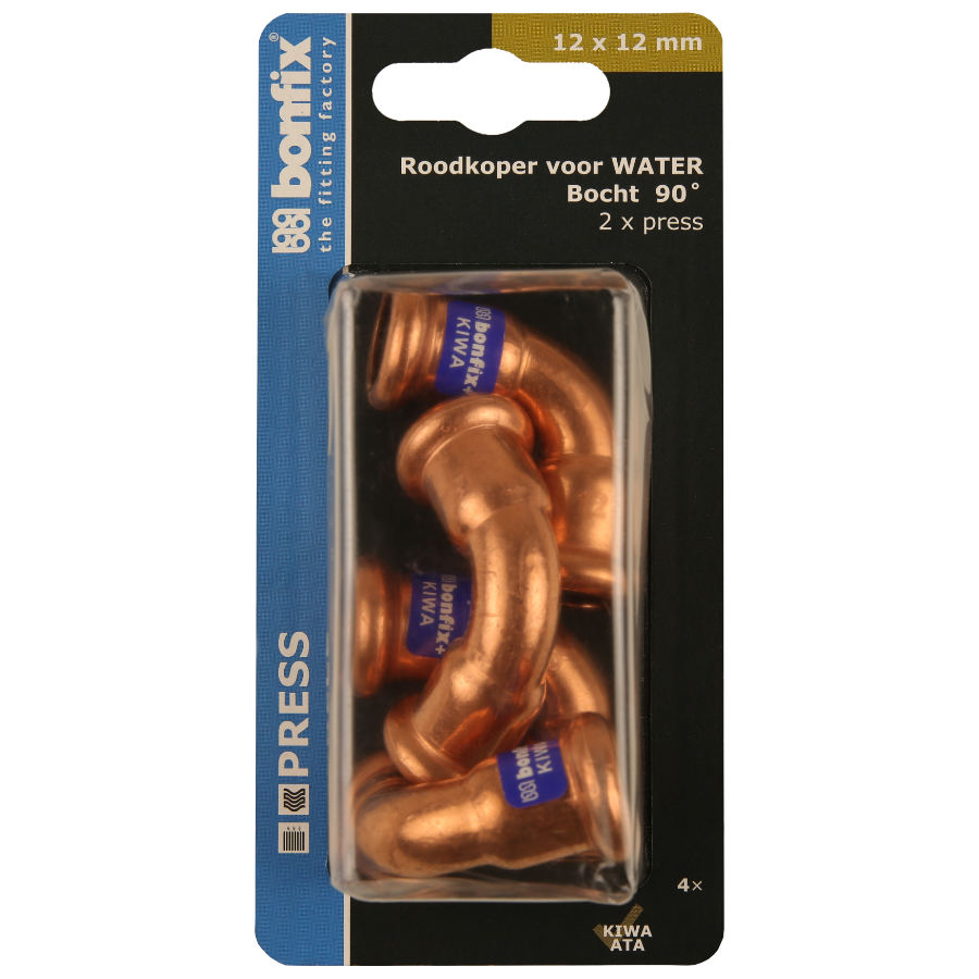 BONFIX Blister M-press RK-water bocht 90° 12 x 12 mm 4st