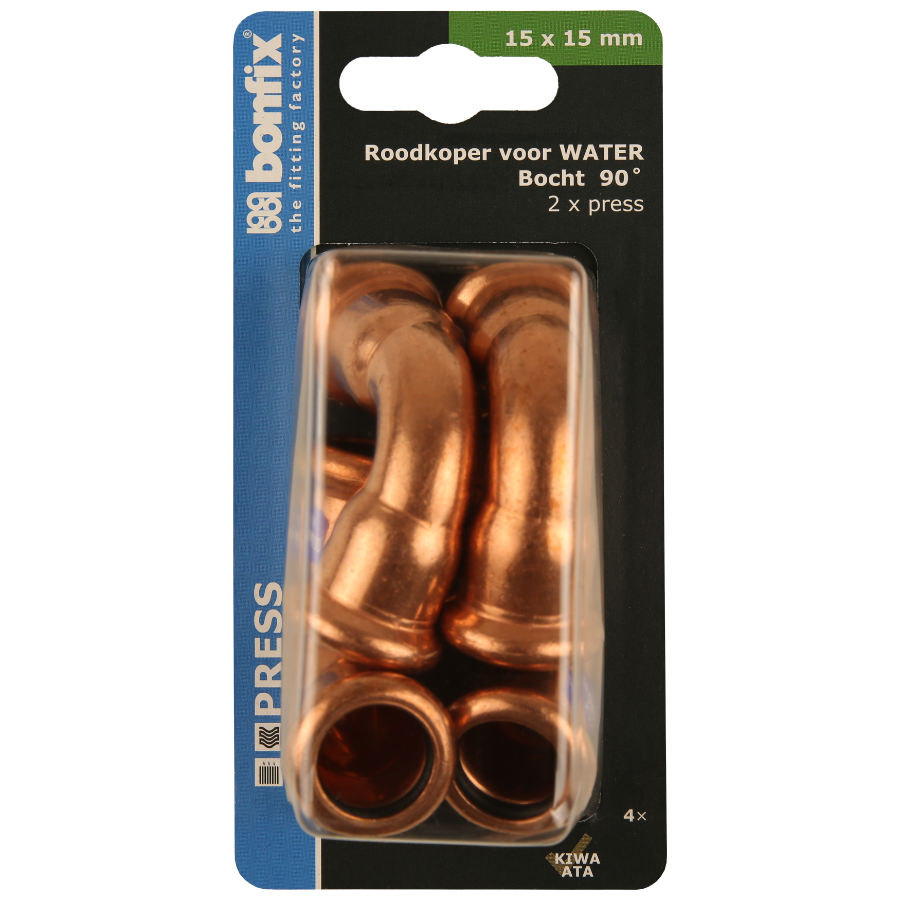 BONFIX Blister M-press RK-water bocht 90° 15 x 15 mm 4st