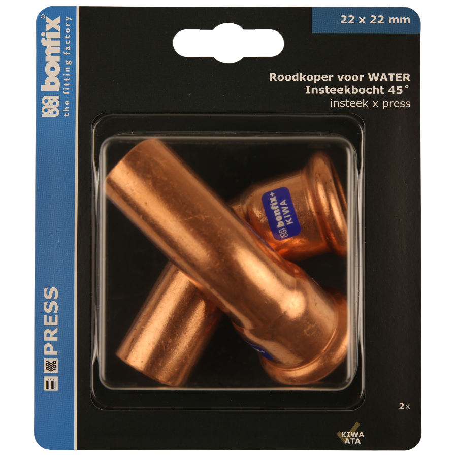 BONFIX Blister M-press RK-water inst.bocht 45° 22xØ22 mm 2st