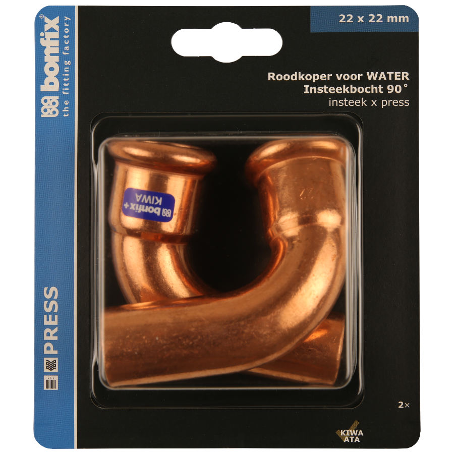 BONFIX Blister M-press RK-water inst.bocht 90° 22xØ22 mm 2st
