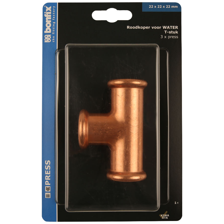BONFIX Blister M-press RK-water T-koppeling 22 x 22 x 22 mm