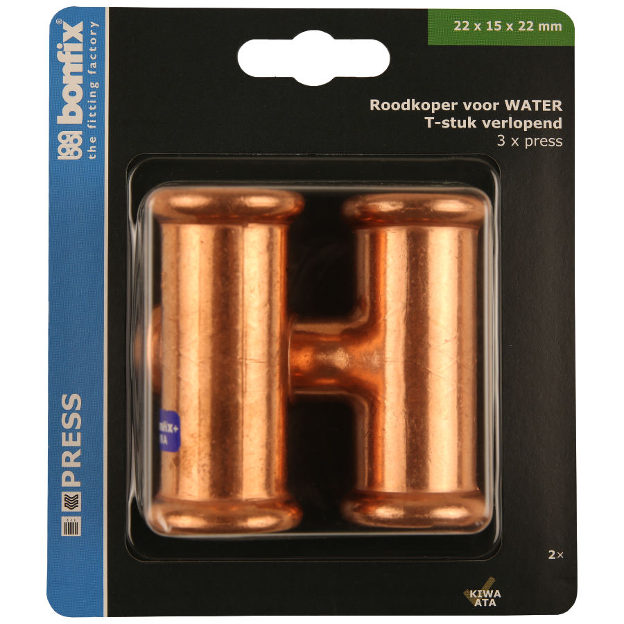 BONFIX Blister M-press RK-water T-koppeling 22x15x22 mm 2st