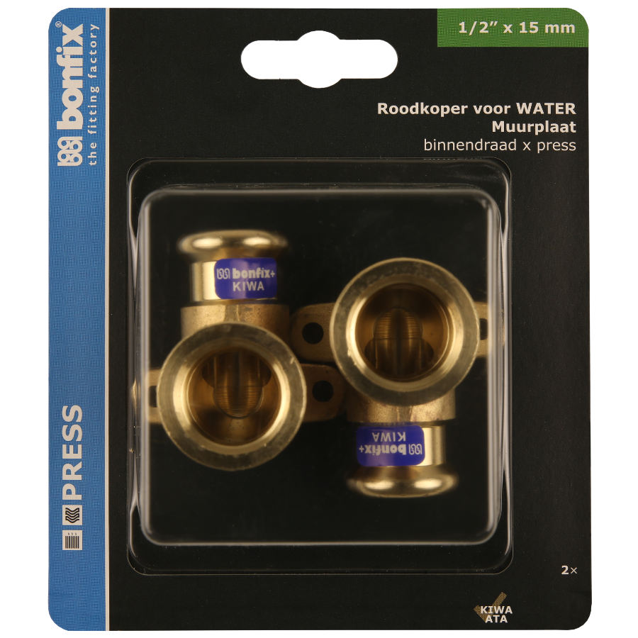 BONFIX Blister M-press RK-water muurpl.1/2'' bi.dr.x15mm 2st