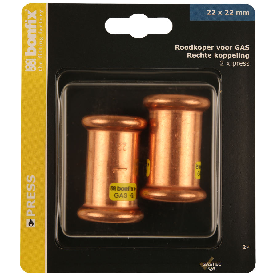 BONFIX Blister M-press RK-gas rechte koppeling 22x22 mm 2st
