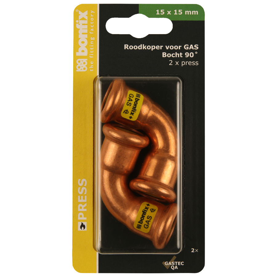 BONFIX Blister M-press RK-gas bocht 90° 15 x 15 mm 2st