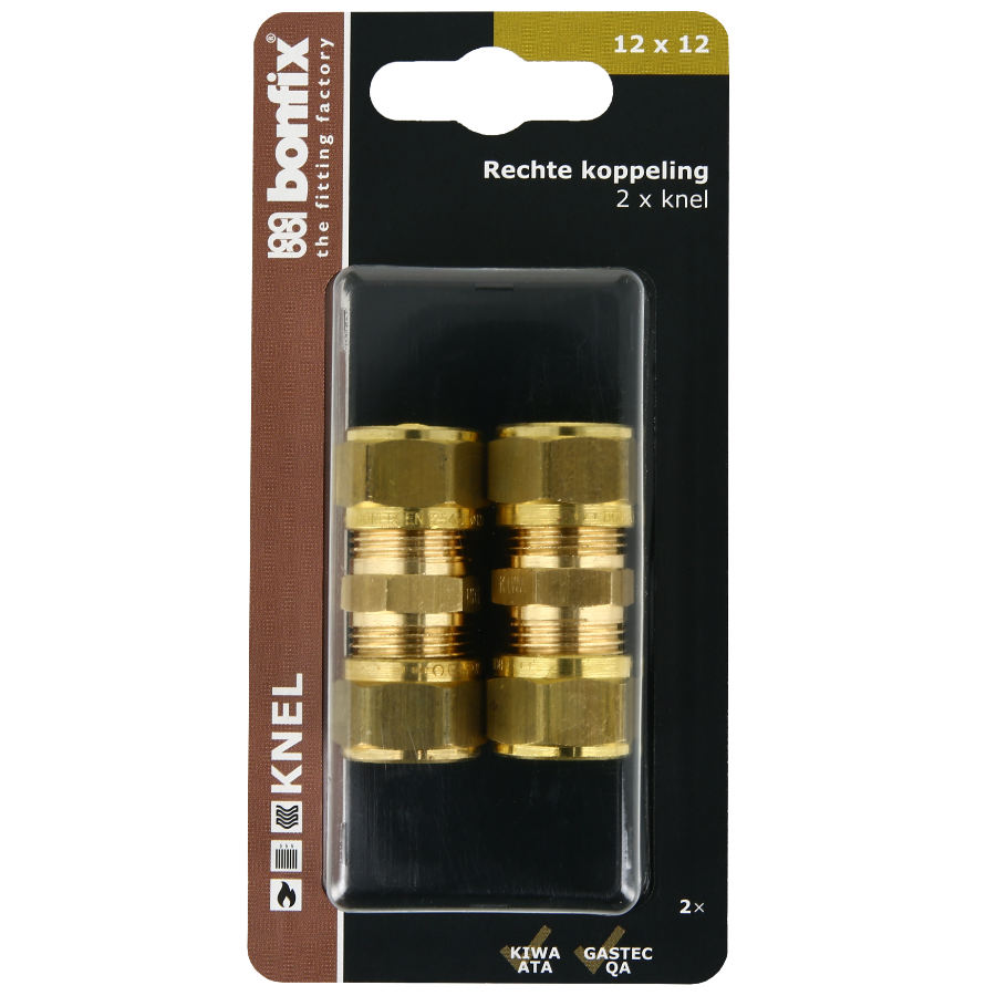 BONFIX Blister Rechte koppeling 12 x 12 mm 2 stuks