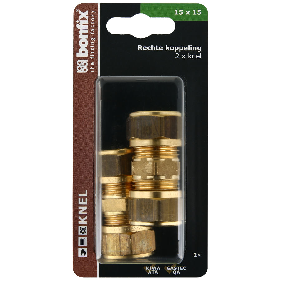 BONFIX Blister Rechte koppeling 15 x 15 mm 2 stuks