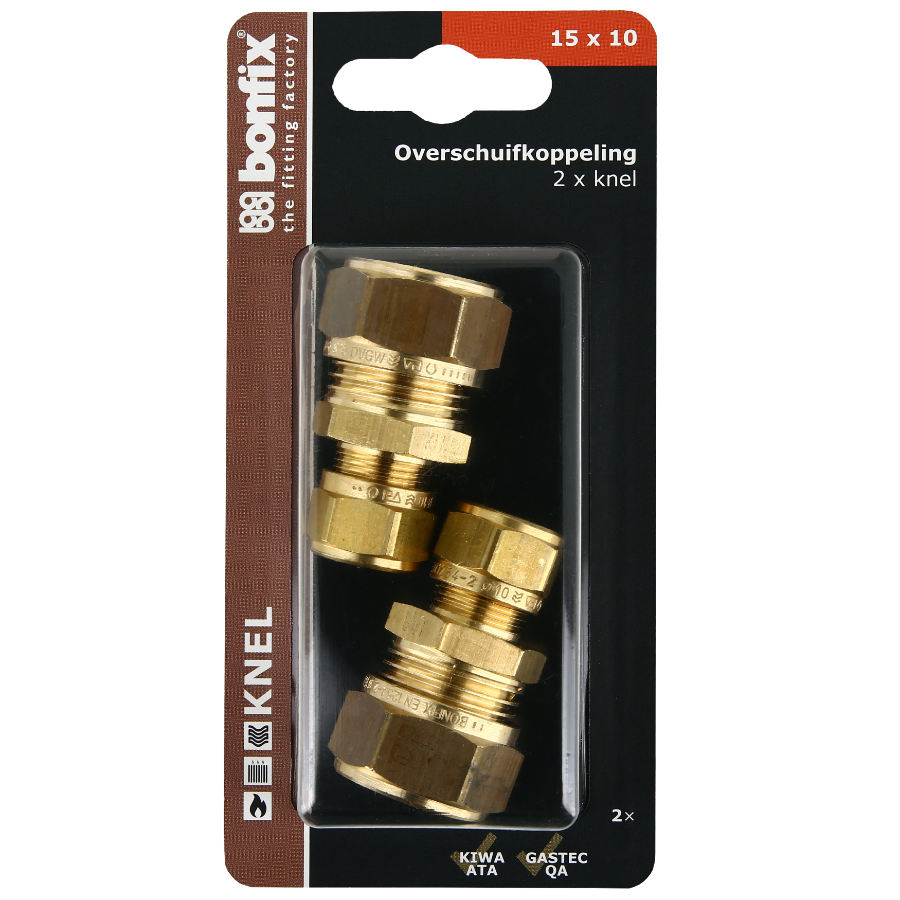 BONFIX Blister Rechte koppeling 15 x 10 mm 2 stuks