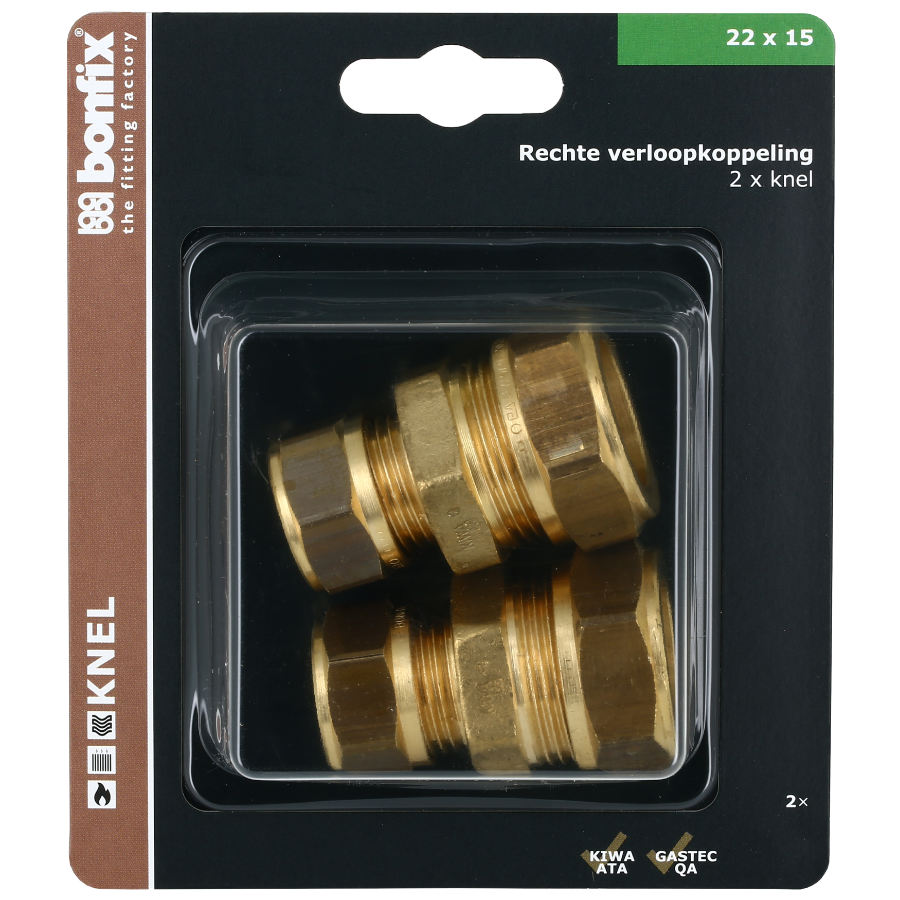 BONFIX Blister Rechte koppeling 22 x 15 mm 2 stuks