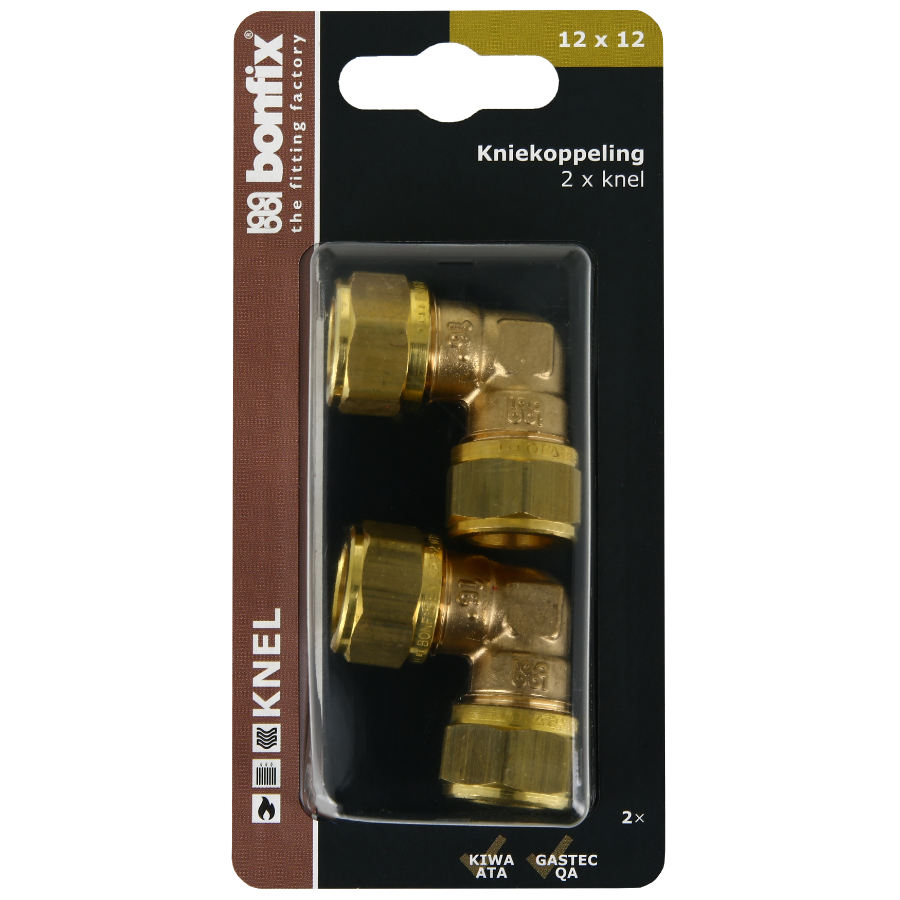 BONFIX Blister Kniekoppeling 12 x 12 mm 2 stuks