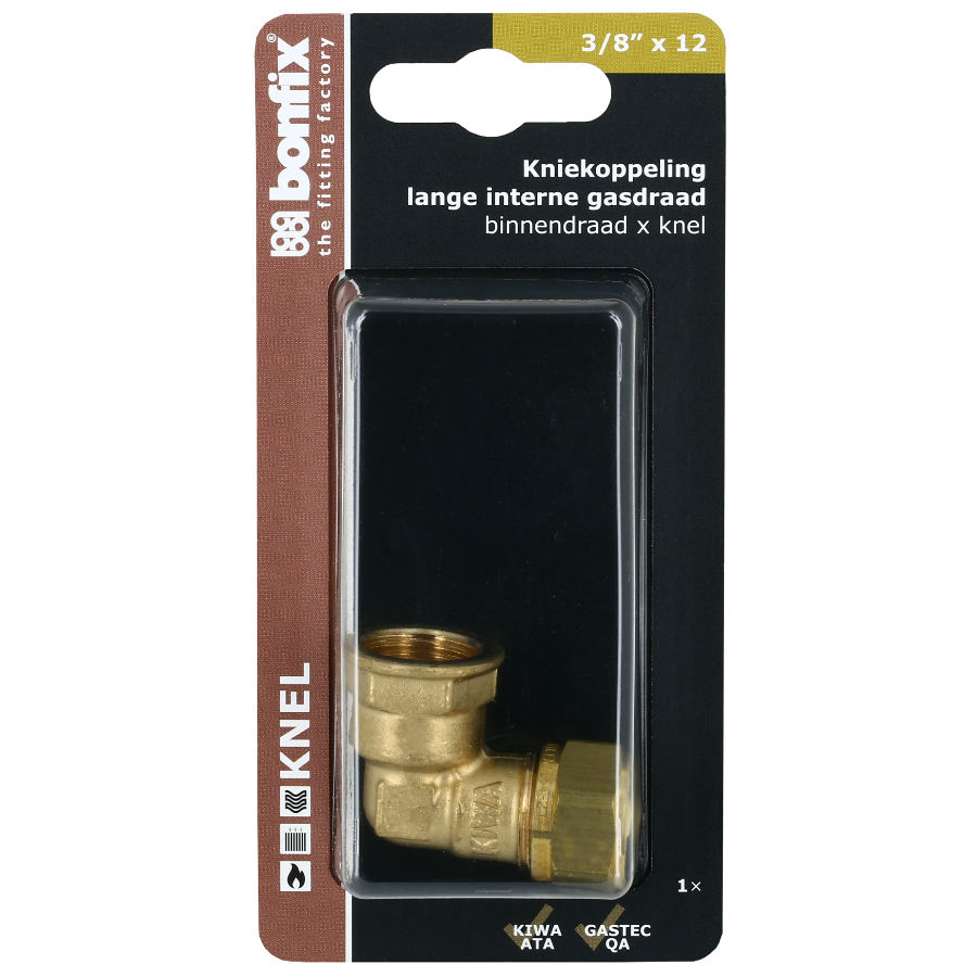 BONFIX Blister kniekoppeling 3/8" binnendraad x 12 mm