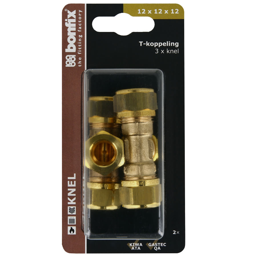 BONFIX Blister T-stuk 12 mm 2 stuks
