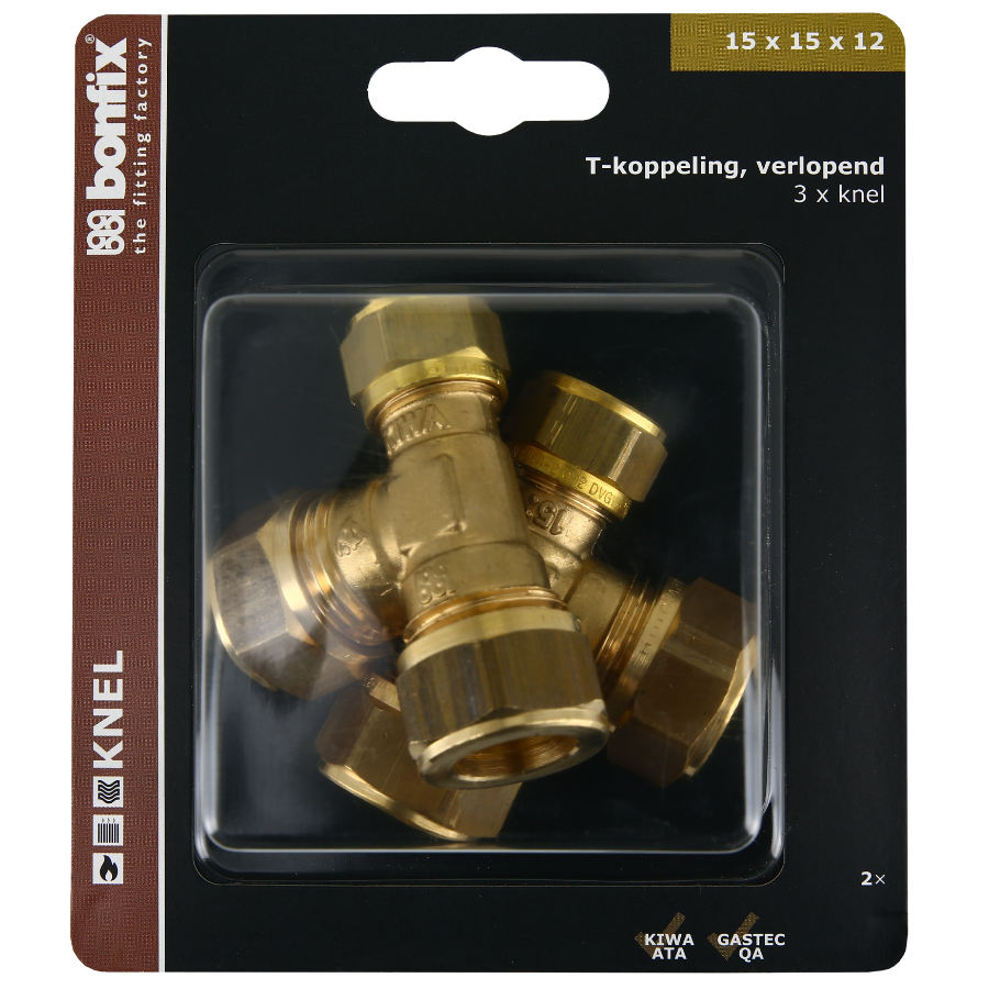 BONFIX Blister T-stuk 15 x 15 x 12 mm 2 stuks