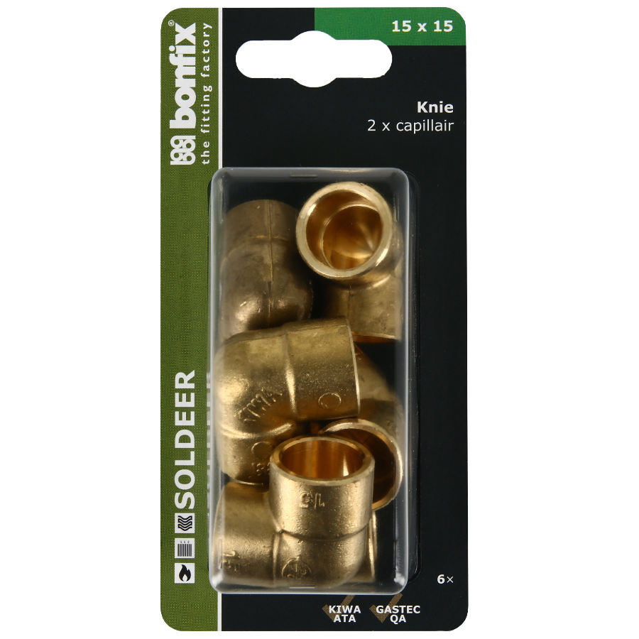 BONFIX Blister Cap kniekoppeling 15 x 15 mm 6 stuks