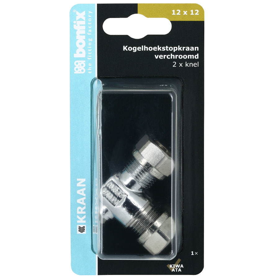 BONFIX Blister Kogelstopkraan haaks knel 12x12 schroevendr.