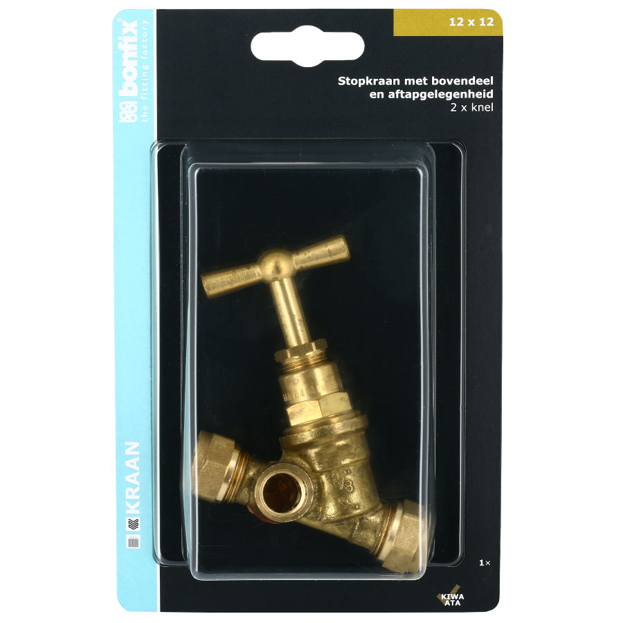 BONFIX Blister Stopkraan 12 x 12 mm knel met aftap
