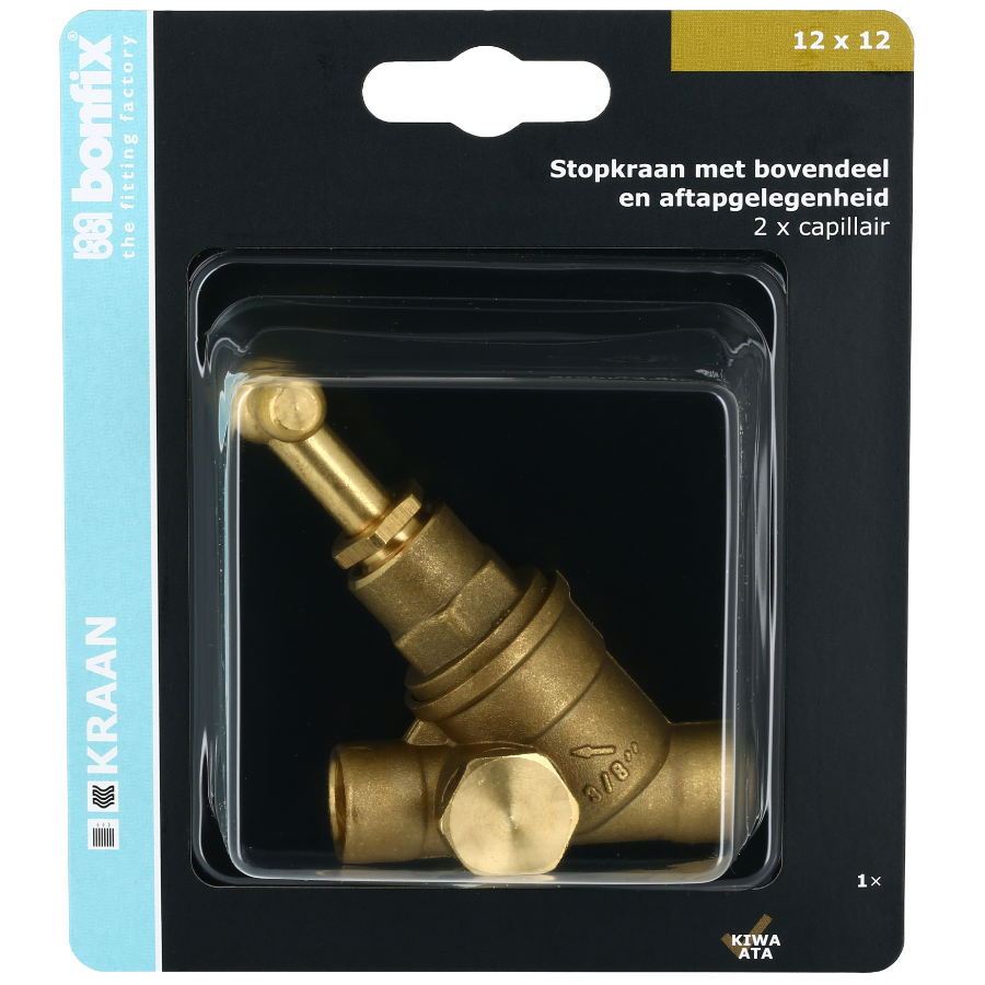 BONFIX Blister stopkraan 22 x 22 mm capillair met aftap