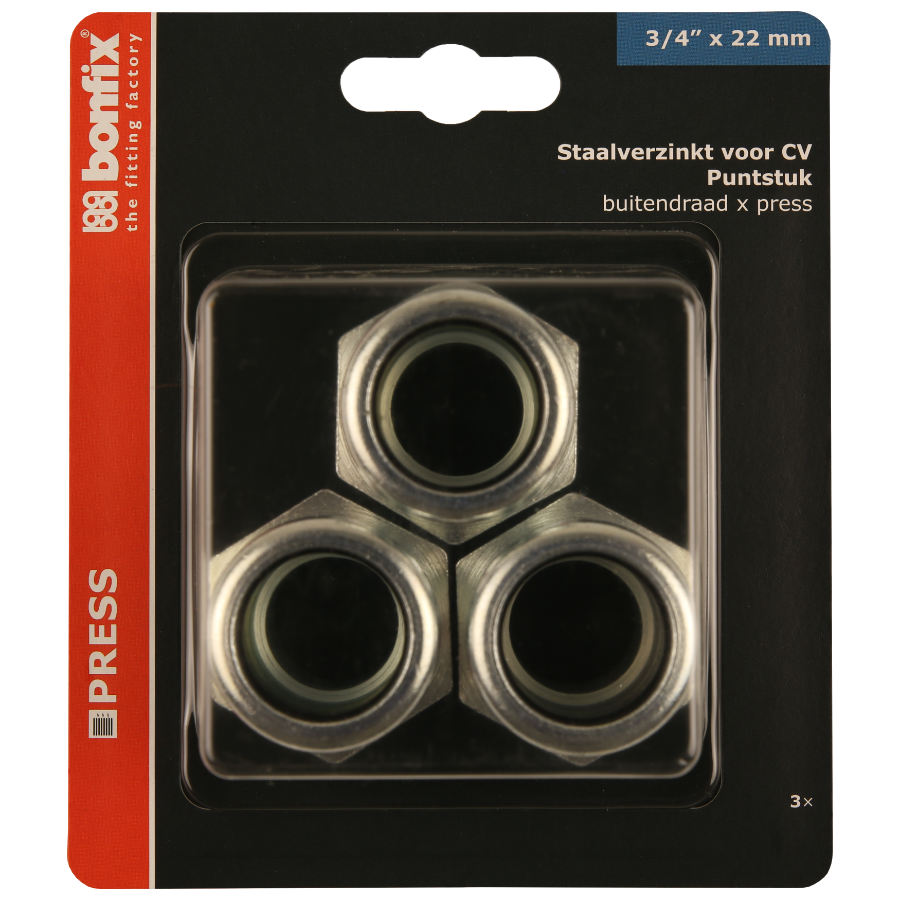 BONFIX Blister M-press C-staal puntst. 3/4" bu.dr.x22 mm 3st