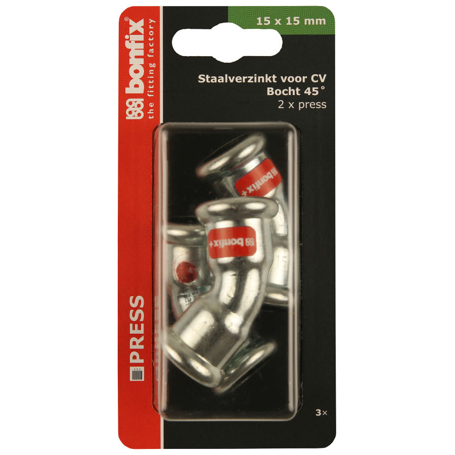 BONFIX Blister M-press C-staal bocht 45° 15 x 15 mm 3st