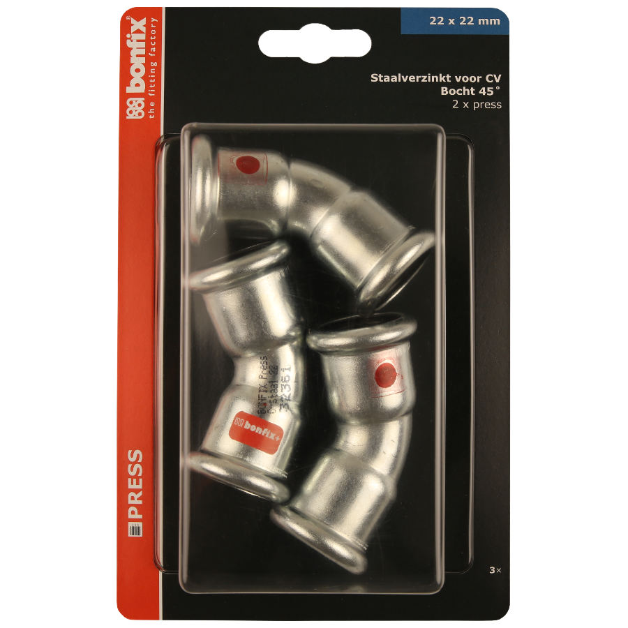 BONFIX Blister M-press C-staal bocht 45° 22 x 22 mm 3st