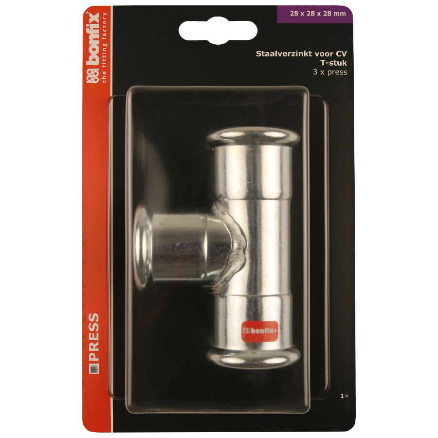 BONFIX Blister M-press C-staal T-stuk 28 x 28 x 28 mm