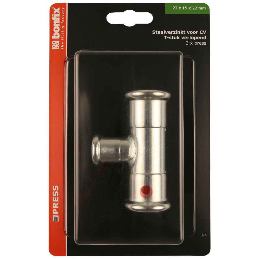 BONFIX Blister M-press C-staal T-stuk 22 x 15 x 22 mm