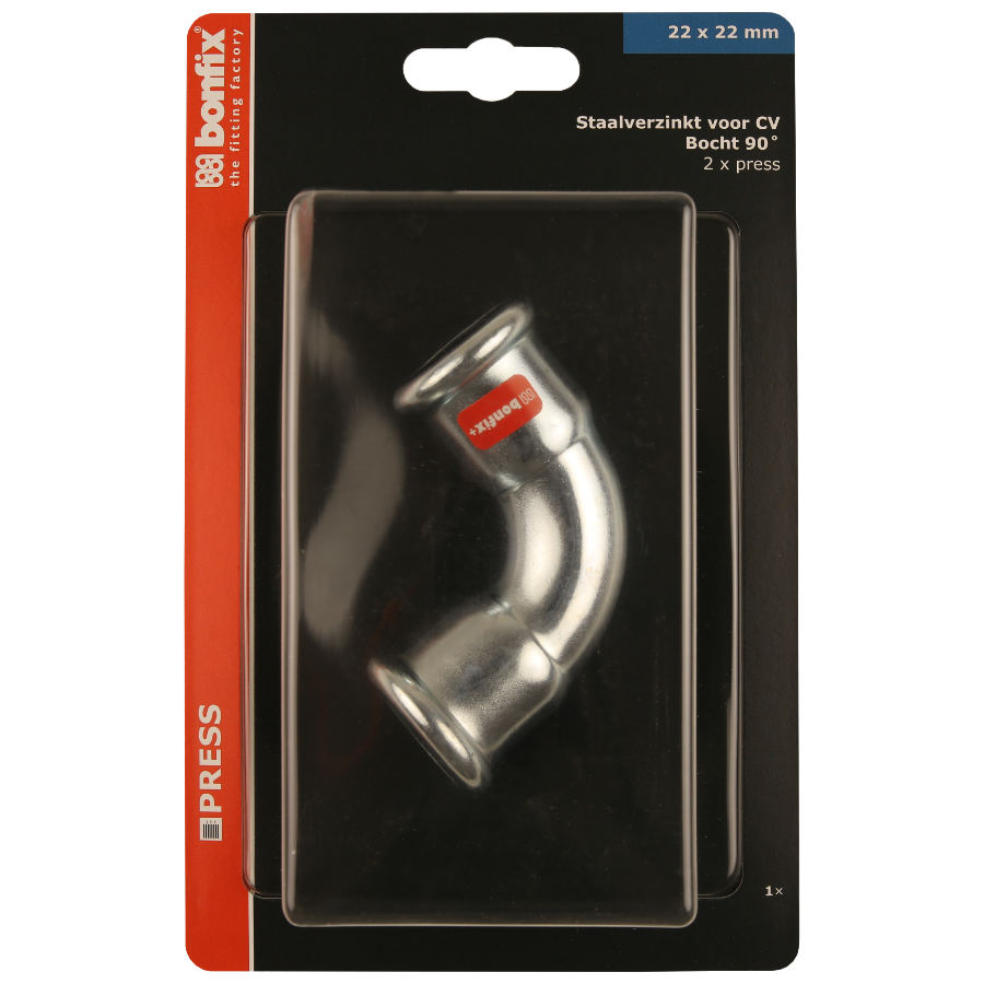 BONFIX Blister M-press C-staal bocht 90° 22 x 22 mm